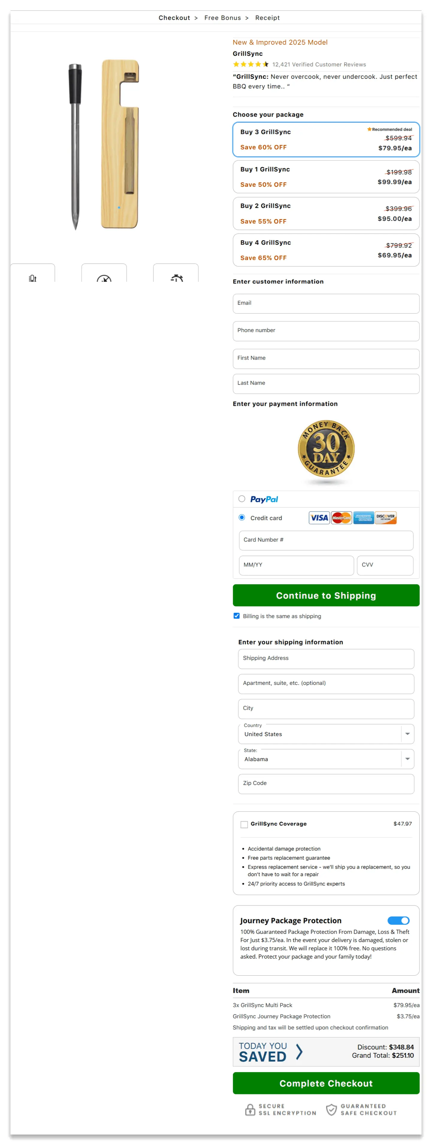 GrillSync secure checkout page